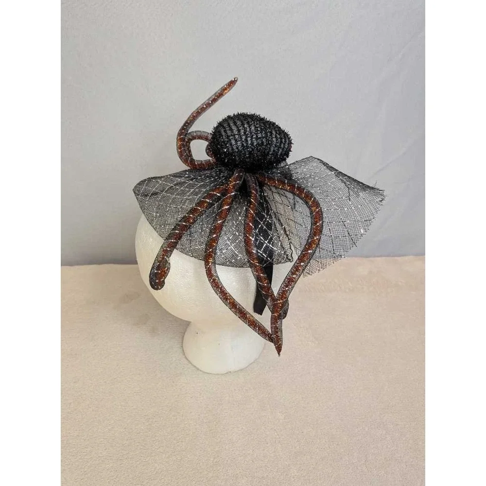 Halloween Spider Headband Fascinator Black Orange Sparkle Party Costume Accessor